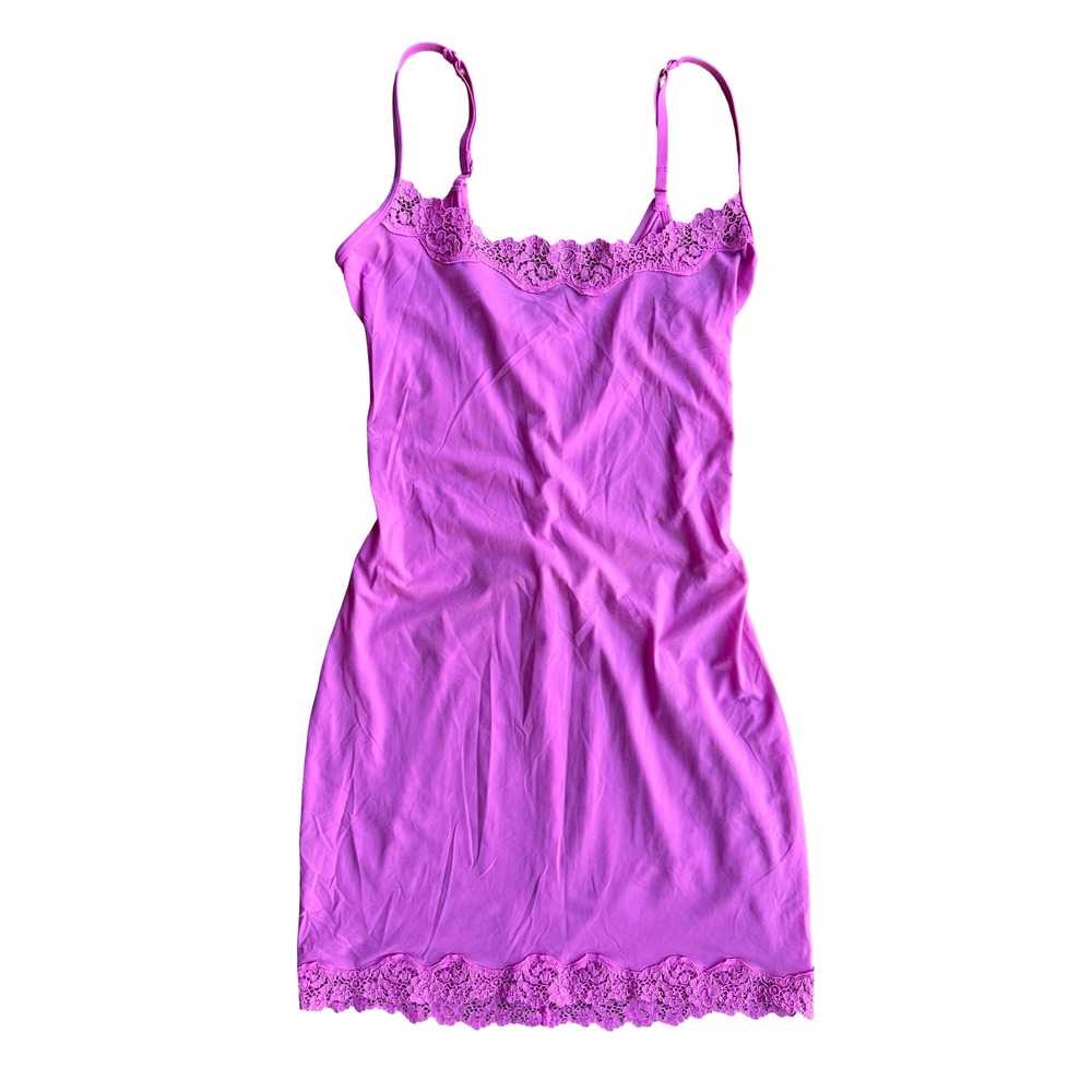 SKIMS Fits Everybody Lace Cami Dress Orchid Purple-Pink Sz S Slip Mini Dress